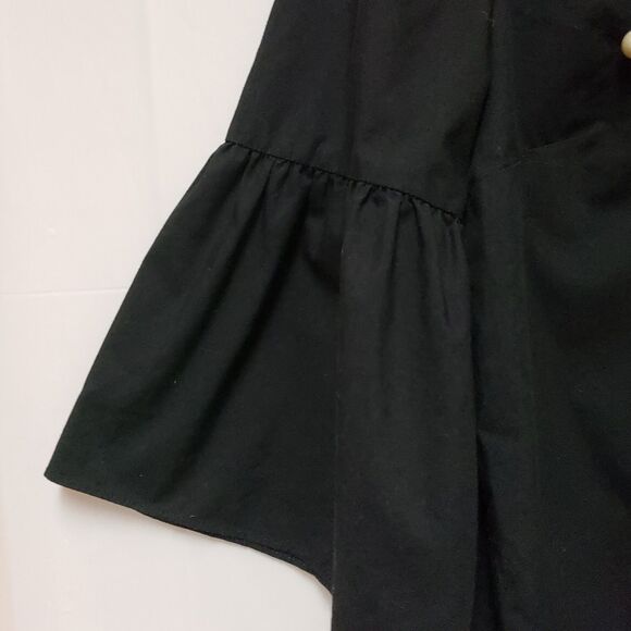 a.n.a Women’s Black Cotton Formal Top White Pearl Accents, Bell Sleeve Sz M NWOT - Picture 5 of 8